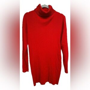 Forever 21 Red Long Sleeve Turtleneck Sweater Dress Women's Size Small